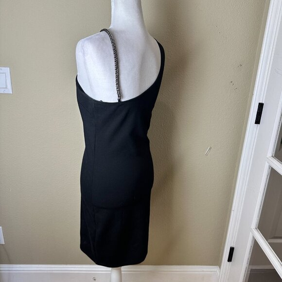 TopShop Chain Detail Asymmetrical Neck Bodycon Sheath Dress Size 8 Knit - Picture 6 of 13
